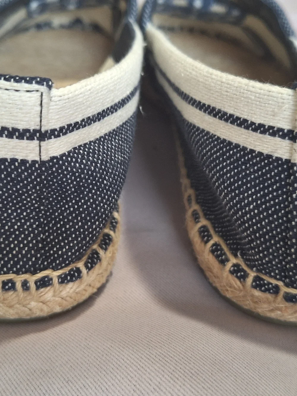 Tory Burch Blue White Double T Jacquard Espadrille Flats Slip-On Women's 11 M